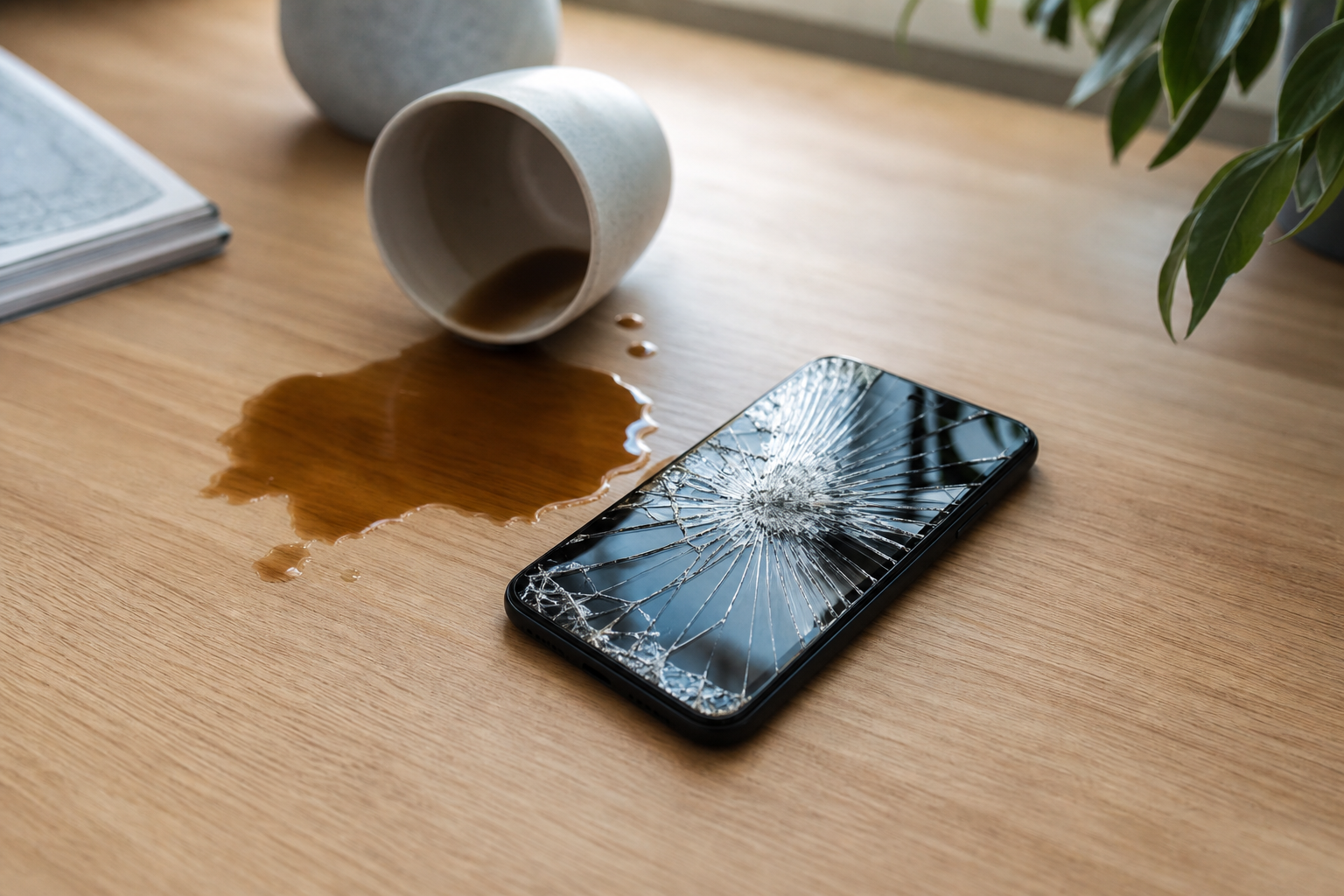 Trasig telefon och spillt kaffe – typisk allriskskada i hemförsäkringen